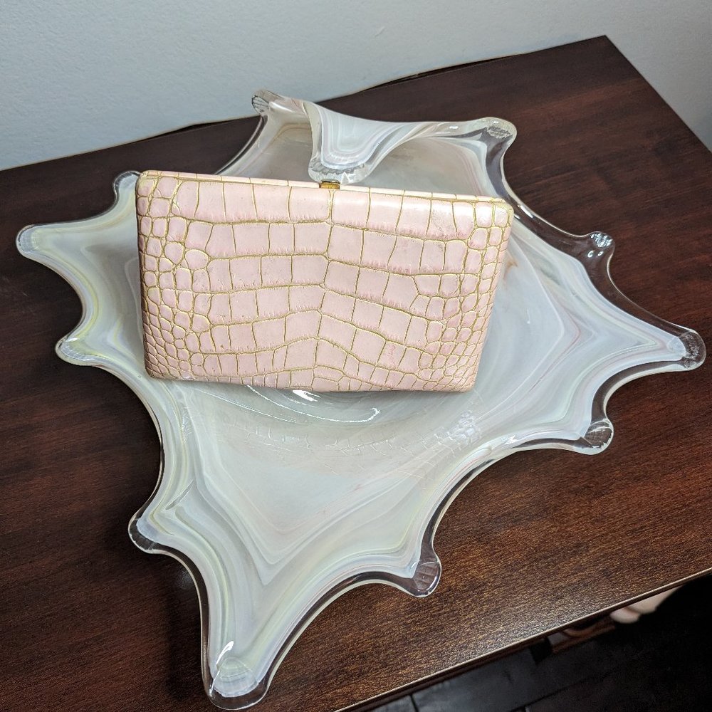 Abas vintage pink leather croc clutch